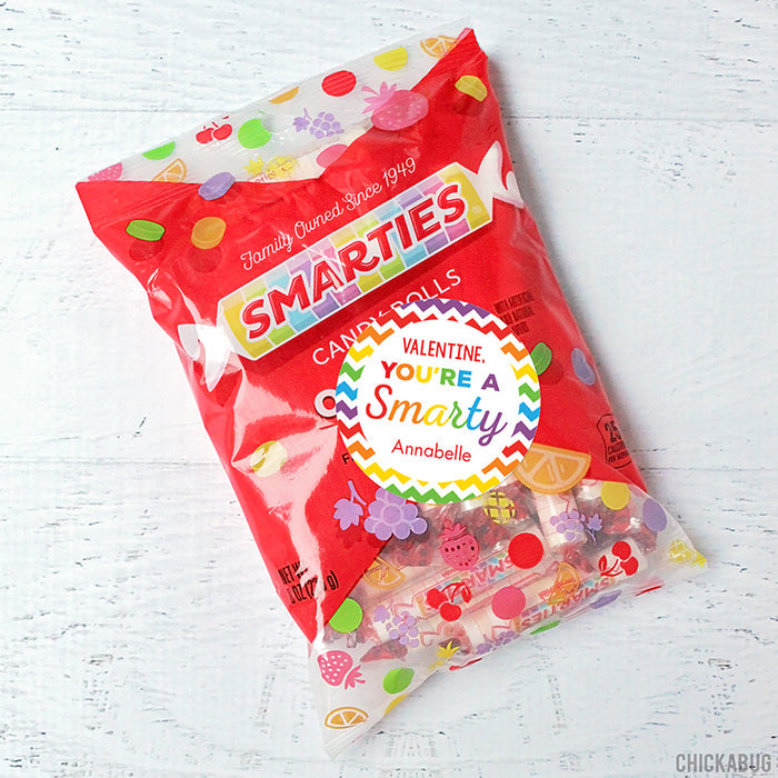 "You're a Smarty" Rainbow Valentine's Day Stickers