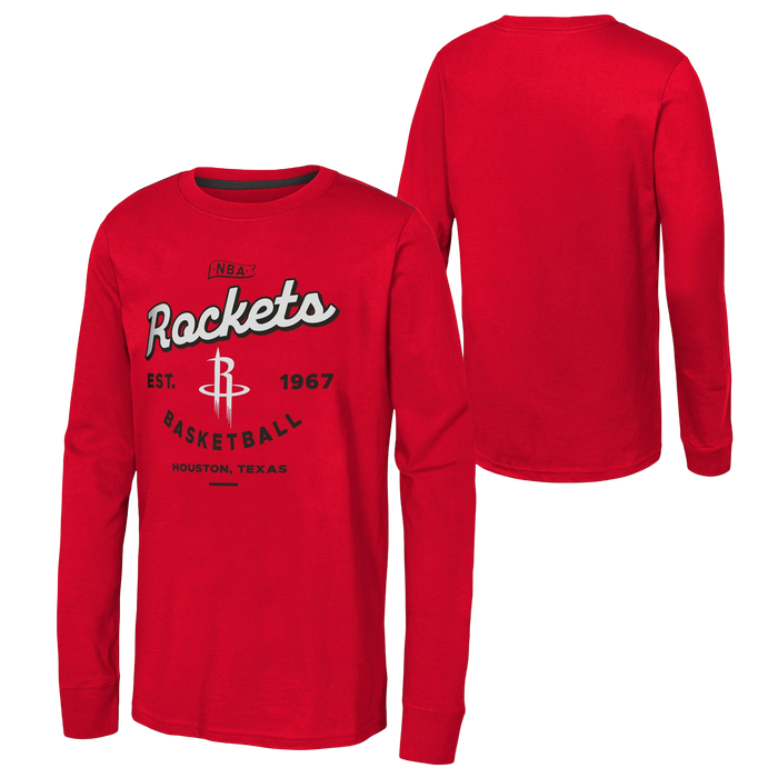Youth Houston Rockets Outerstuff Low Post Long-Sleeve T-Shirt