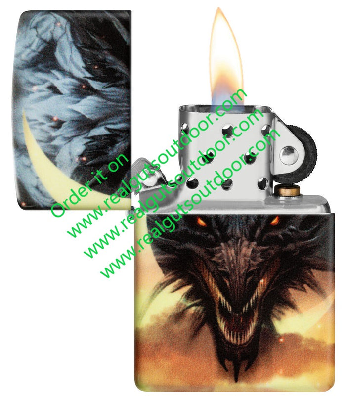 Zippo Dragon Design Glow in the Dark Green Matte 48934