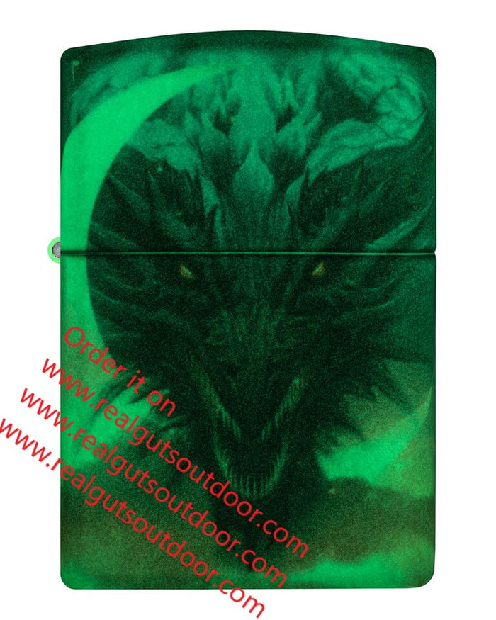 Zippo Dragon Design Glow in the Dark Green Matte 48934