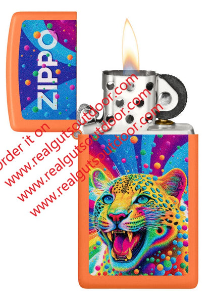 Zippo Leopard Design Slim Orange Matte 46018