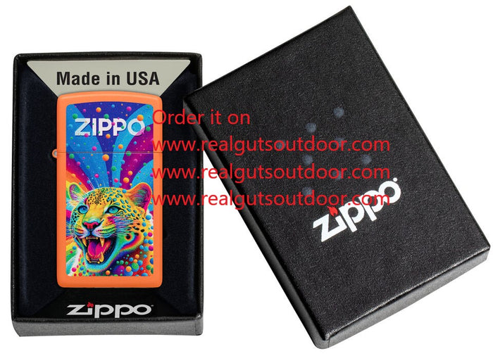 Zippo Leopard Design Slim Orange Matte 46018