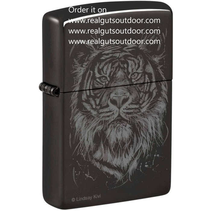 Zippo The Big Cat Design Metal Construction High Polish Black Lindsay Kivi 48935
