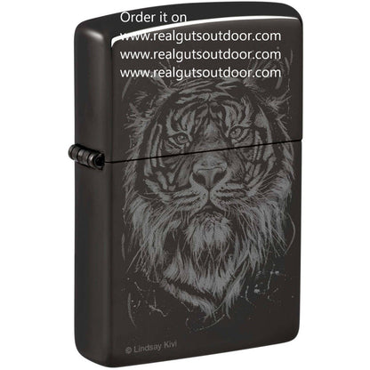 Zippo The Big Cat Design Metal Construction High Polish Black Lindsay Kivi 48935