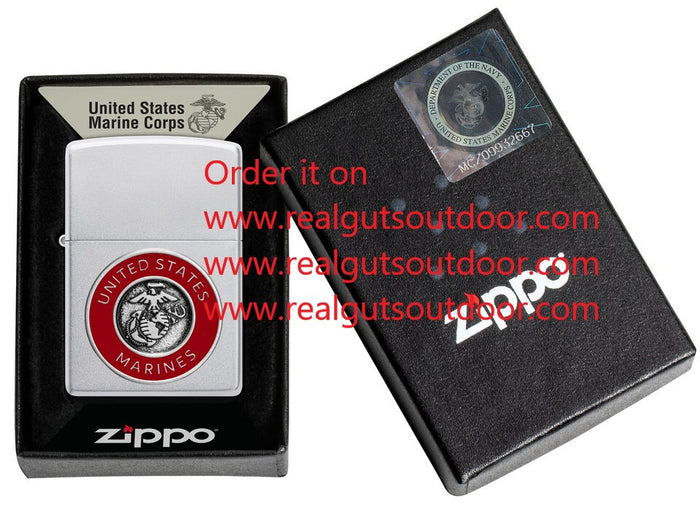Zippo United States Marines Emblem Satin Chrome 48974