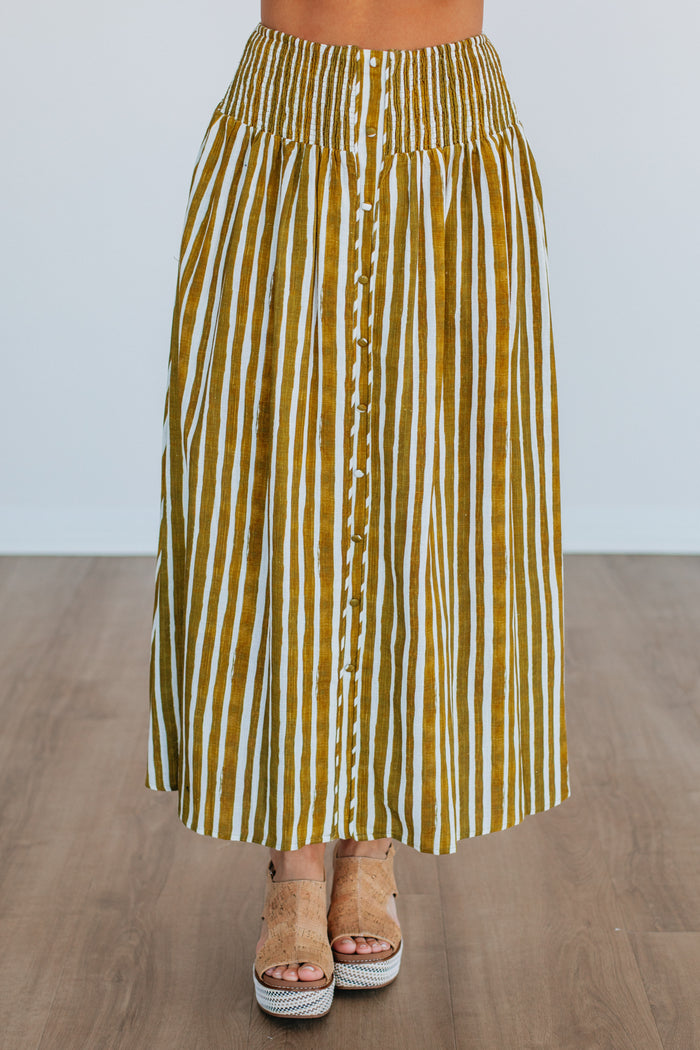 Zoya Striped Skirt - Lemongrass Mix